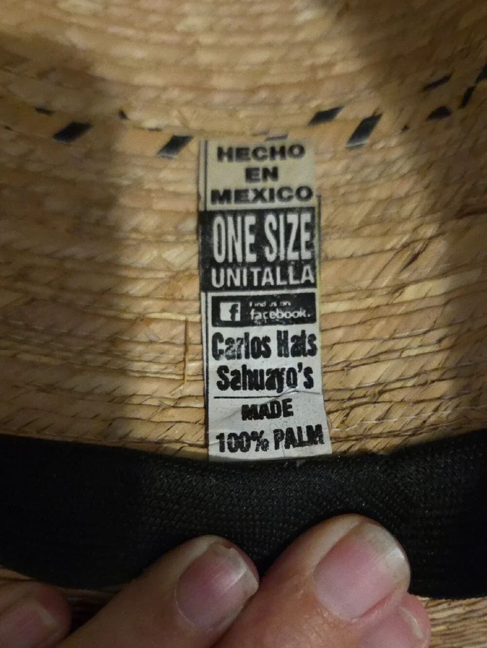 100% Palm  Hat with Decorative Band From Mexico.